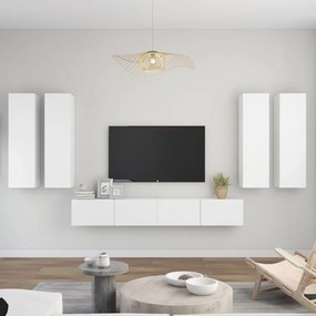 vidaXL 6 pcs conjunto de móveis de TV derivados de madeira branco