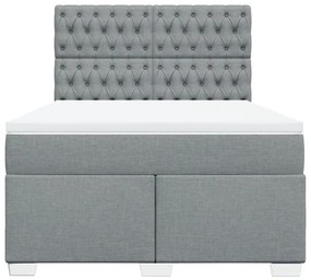 Cama com molas/colchão 140x190 cm tecido cinzento-claro