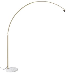 Candeeiro de Arco em Latão com Base em Mármore Branco Ajustável - XXL Moderno