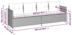 5 pcs conjunto de sofás p/ jardim com almofadões vime PE bege