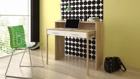 Mesa de estudo extensível, mesa de estudo de consola, acabamento carvalho/branco, medidas: 98,6x86,9x36- 70 cm de profundidade