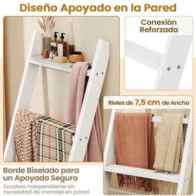 Suporte toalhas em forma escada de 4 níveis  50 × 7,5 × 137 cm Branco