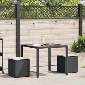 Bancos de jardim com almofadas 2 unid 40x40x43 cm vime PE preto