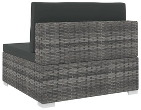 Assento de centro seccional c/ almofadões 1 pc vime PE cinzento