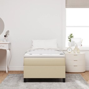Cama com Base Box e Colchão Bege Claro 80x200 cm Tecido de Corduroy