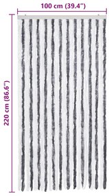 Cortina anti-insetos 100x220 cm chenille cinzento e branco
