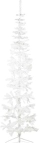 Meia árvore de Natal fina com suporte 210 cm branco