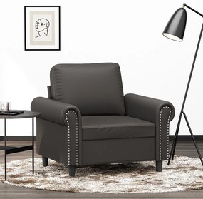vidaXL Poltrona 60 cm couro artificial cinzento