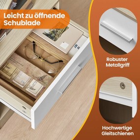 Conjunto de 2 Mesas de cabeceira, mesa apoio 28,1 x 39,1 x 41,1 cm bege natural-branco 