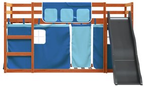 Beliche com escorrega e cortinas 90x190 cm azul