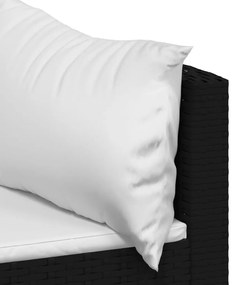 4 pcs conjunto lounge de jardim c/ almofadões vime PE preto