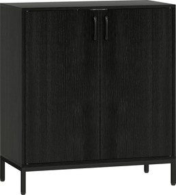 Aparador para Sala de Estar Moderno com Prateleira Ajustável e Base Elevada 80x40x90 cm Preto