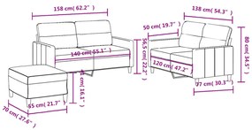 3 pcs conjunto de sofás com almofadões tecido cinzento-escuro