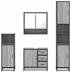 4 pcs Conjunto móveis casa de banho madeira proc. cinza sonoma