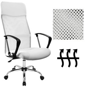 Cadeira de escritório Deluxe com encosto ergonómico 60 x 113-122 cm Branco