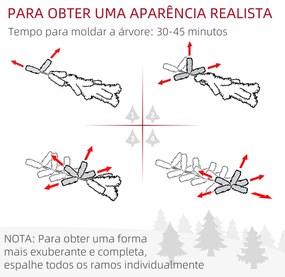 HOMCOM Árvore de Natal 180 cm com 1000 Ramos de PVC e Suporte de Aço D