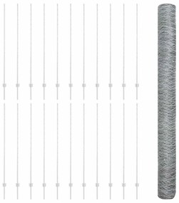 Posts de Cerca vidaXL 22 pcs Canal U 150 cm Aço Galvanizado