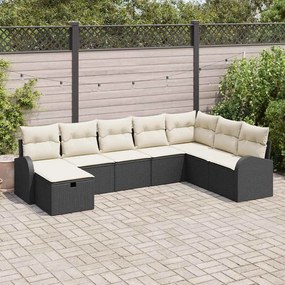 Conjunto de Sofá de Jardim vidaXL com 8 Peças e Almofadas Rattan Preto