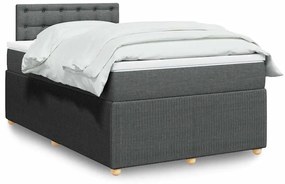 vidaXL Cama boxspring com colchão 120x190 cm tecido cinzento-escuro