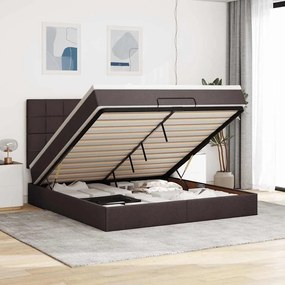 vidaXL Estrutura de cama otomana com colchão tecido castanho escuro