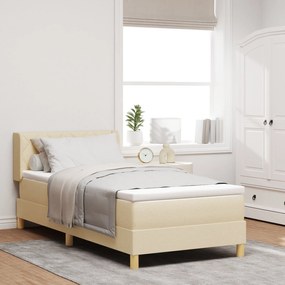 Cama box spring vidaXL com colchão creme 90x190 cm tecido, Cabeceira v