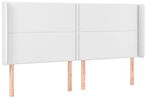 Cama box spring c/colchão/LED 180x200cm couro artificial branco