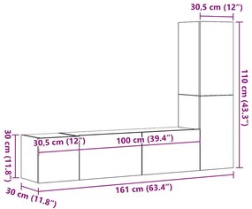 armários de TV montados na parede 3 pcs madeira velha