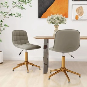 vidaXL Cadeiras de jantar giratórias 2 pcs veludo cinzento-claro
