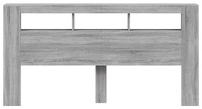 Cabeceira c/ LEDs 200x18,5x103,5 cm deriv. madeira cinza sonoma