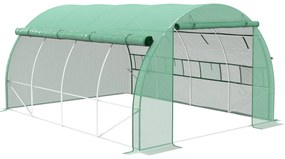 Estufa de Túnel de Jardim 397x300x200 cm com Porta Lateriais e Janelas