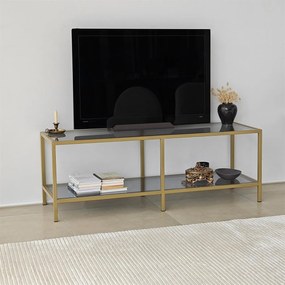 Suporte de TV Basic – Cinzento Escuro e Dourado – 130x45x40 cm
