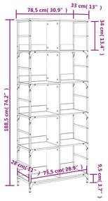 Estante 78,5x33x188,5 cm derivados de madeira cinzento sonoma