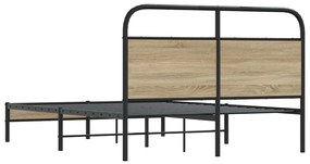 Estrutura de cama s/ colchão derivados madeira carvalho fumado