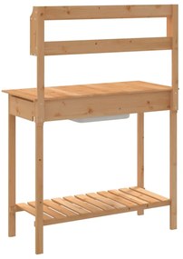 Mesa de cultivo com pia 147,5x44x139,5 cm abeto maciço castanho