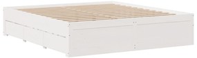 Cama sem colchão com gavetas 180x200 cm pinho maciça branco