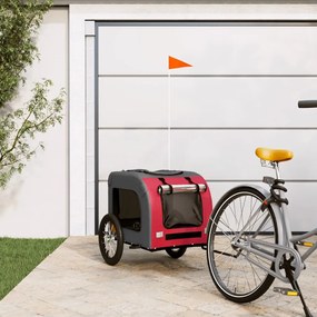 vidaXL Reboque bicicleta animais tecido oxford/ferro vermelho/cinzento