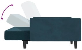 Sofá-cama de 2 lugares veludo azul