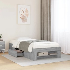 vidaXL Estrutura cama 100x200 cm derivados de madeira cinzento sonoma