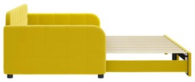 Sofá-cama com gavetão 100x200 cm veludo amarelo