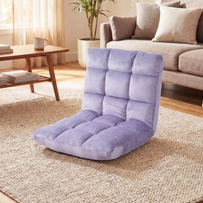 Sofá de chão dobrável 60 x 49,5 x 51 cm com encosto de 14 posições e enchimento de espuma macia para meditação, leitura e yoga Roxo