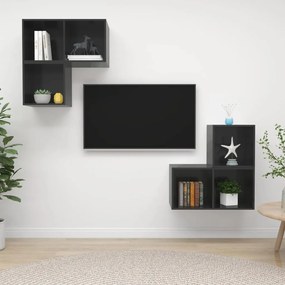 vidaXL 4 pcs conjunto de móveis de TV contraplacado cinzento brilhante