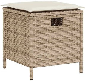 6 pcs conjunto sofás de jardim com almofadões em L vime PE bege