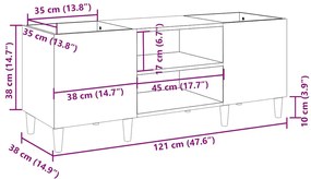 Armário p/ discos 121x38x48 derivados madeira cinzento sonoma