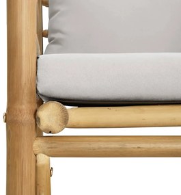 8 pcs conj. lounge de jardim bambu c/ almofadões cinzento-claro