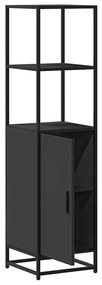 Armário alto 35,5x35x139 cm derivados madeira e metal preto