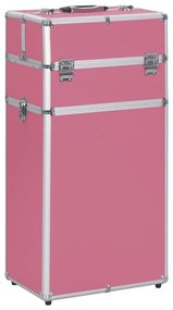 91823 vidaXL Trólei de maquilhagem alumínio cor-de-rosa