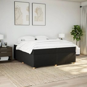 Cama com molas/colchão 200x200 cm tecido preto