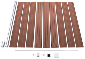 Painel vedação WPC 2 quadrados + 1 inclinado 446x186cm castanho