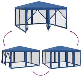 Tenda p/ festas c/ 8 paredes laterais malha 4x4 m PEAD azul