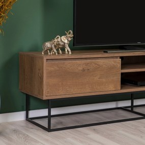 Conjunto de Mobiliário de Sala Laxus – Nogueira e Preto – TV: 180x50x4